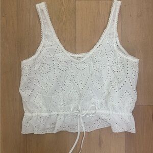 RVCA White Eyelet Lace Crop Top